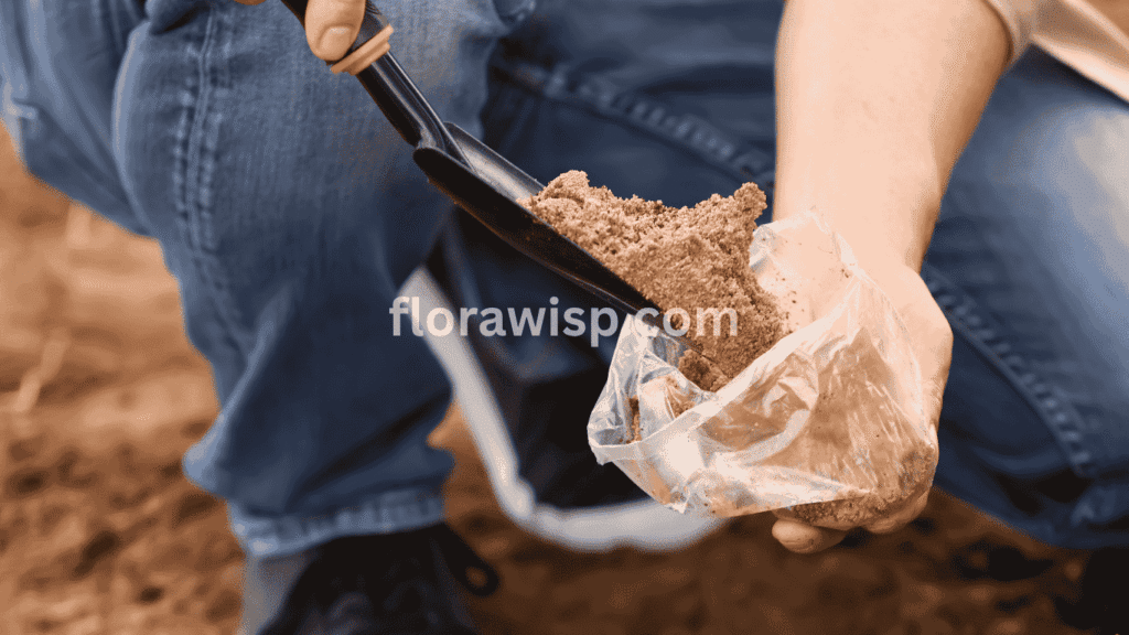 Performing a Bermuda grass soil test in a Georgia backyard to improve lawn health and nutrient absorption