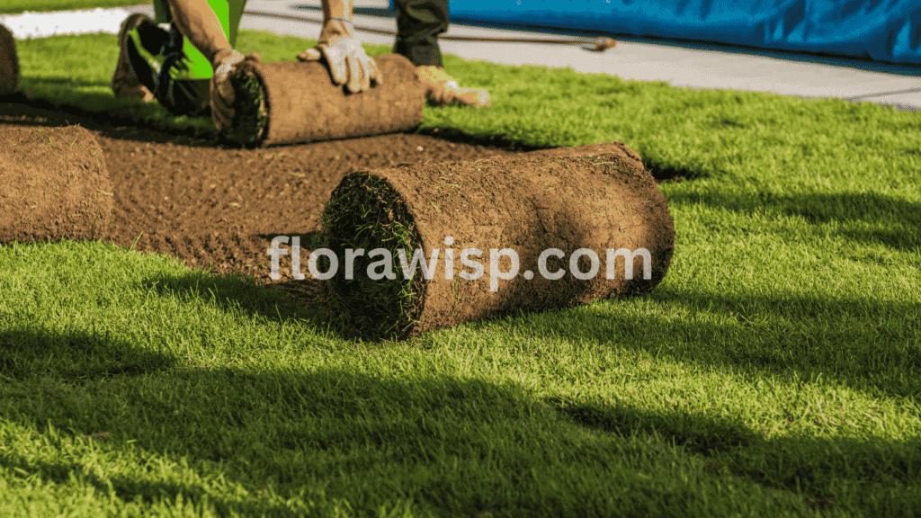 Best Time to Plant St. Augustine Grass in Texas shown with fresh sod installation on prepared soil in spring