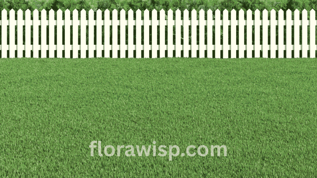 Lush centipede grass in Georgia yard with white picket fence during summer.