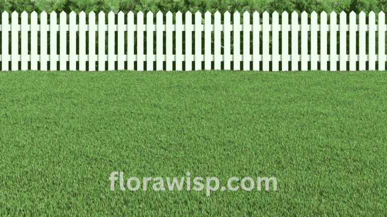 Lush centipede grass in Georgia yard with white picket fence during summer.