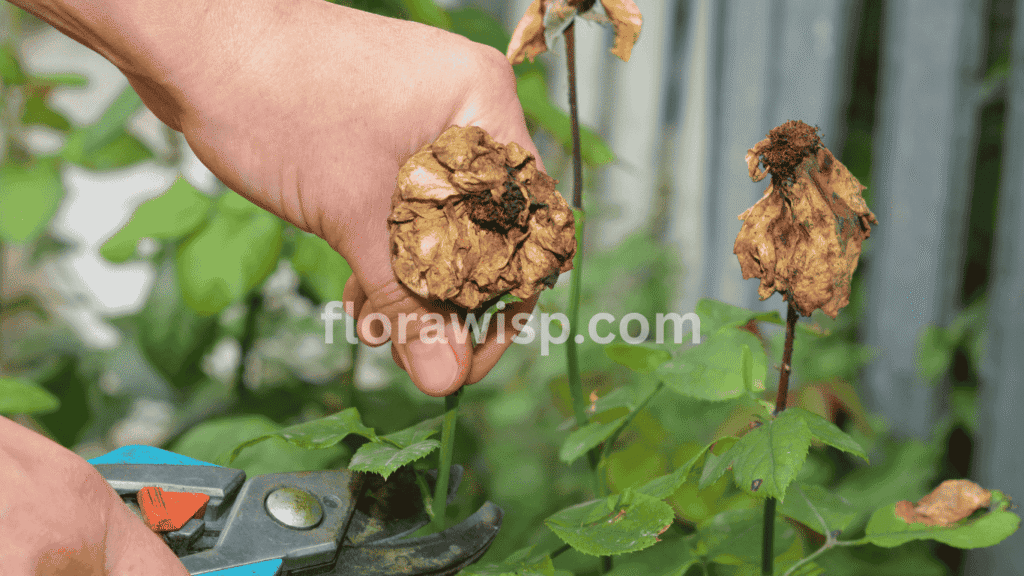 Common Mistakes in Marigold Care shown through improper deadheading of faded marigold blooms in a backyard garden.