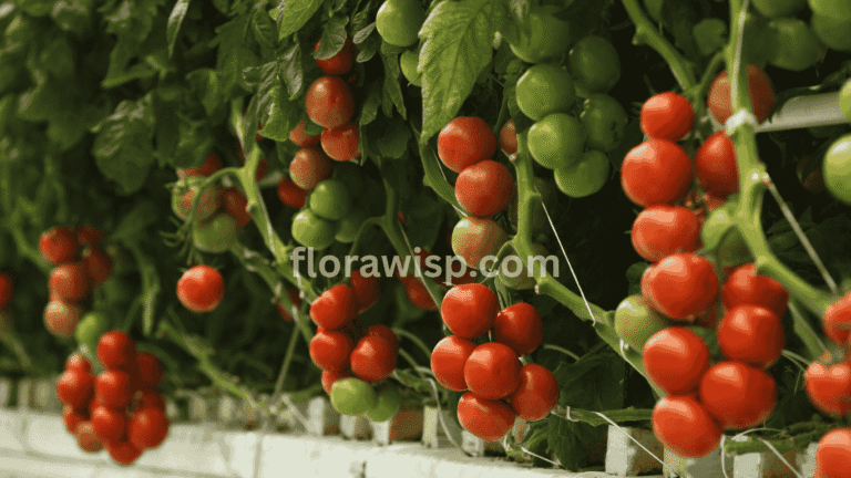 Growing tomato plants in Florida backyard garden with ripe tomatoes and healthy vines