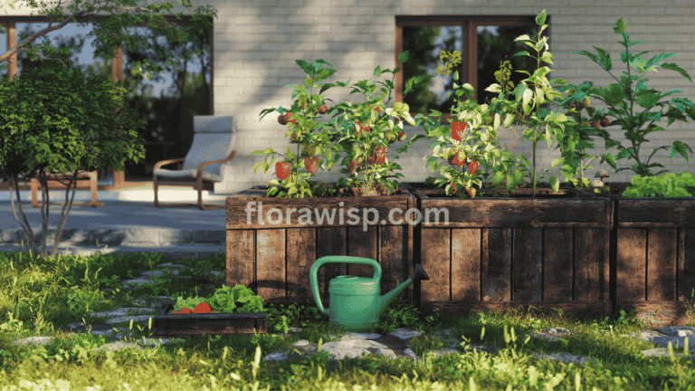 Planting Tomatoes in Texas in a backyard garden with lush, ripening tomato plants growing on sturdy cages.