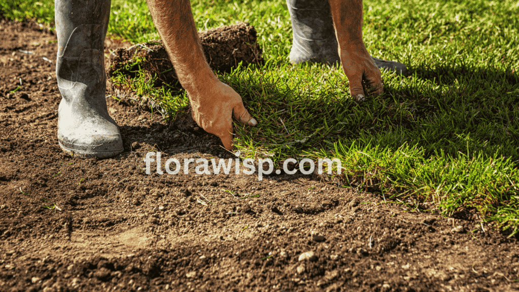 Man installing Zorro Zoysia Grass sod for a dense, green Florida lawn