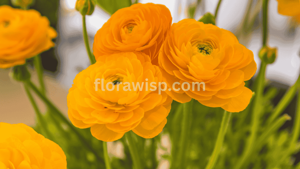 Blooming Ranunculus Bulbs in Full Sunlight – Vibrant Spring Flowers in Garden Bed