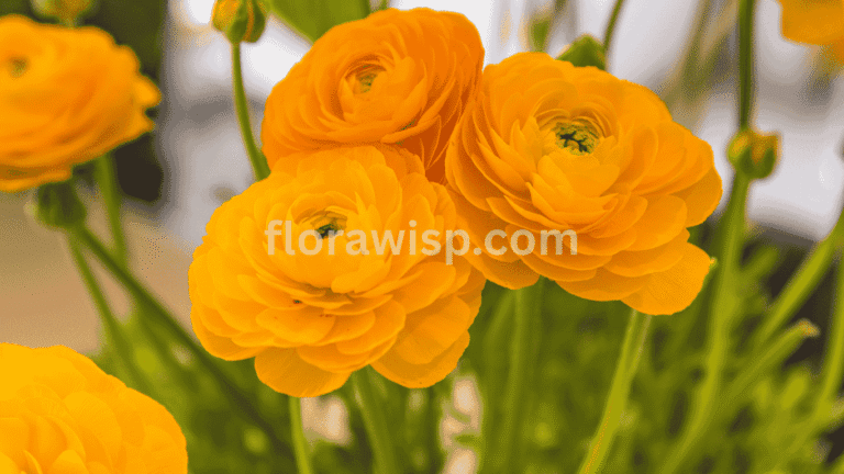 Blooming Ranunculus Bulbs in Full Sunlight – Vibrant Spring Flowers in Garden Bed