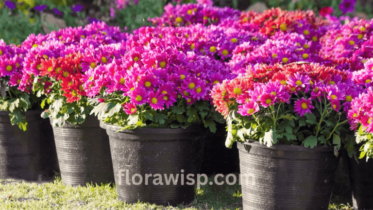 Zinnias in pots blooming vibrantly in an open garden, showcasing colorful flowers in containers placed on sunlit soil.
