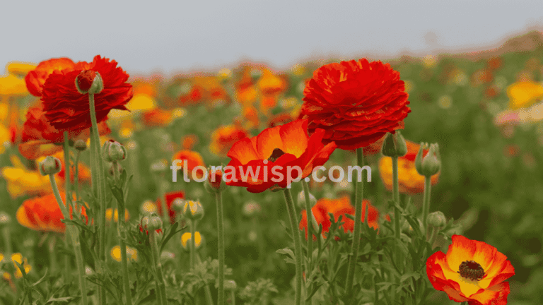 Colorful ranunculus flowers in full bloom during spring, ideal for growing ranunculus in home gardens