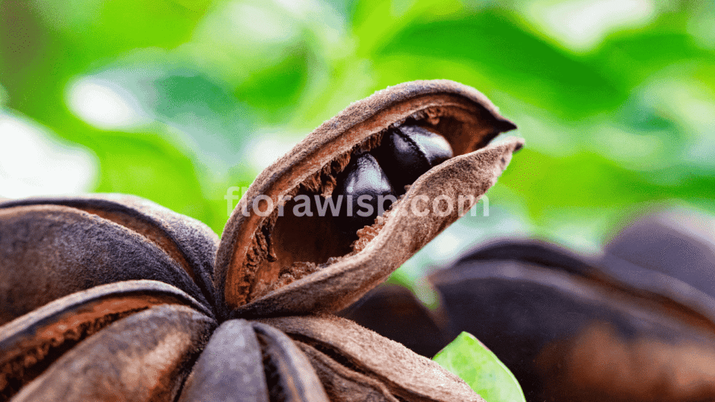 Close-up of peony seeds illustrating the early stages of growing peonies from seed with proper soil and moisture.

