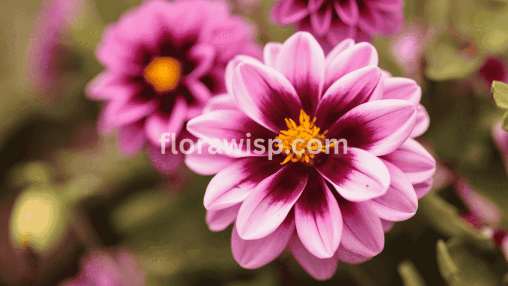 pink dahlia flower blooming in a vibrant garden with lush green leaves and layered petals
