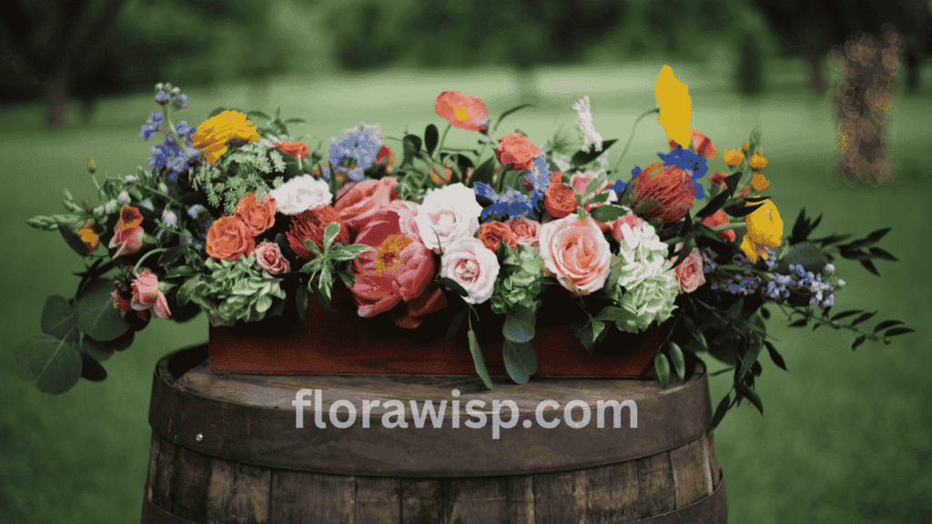 Pink peony flower bouquet with lush layered petals arranged for a romantic wedding centerpiece.
 