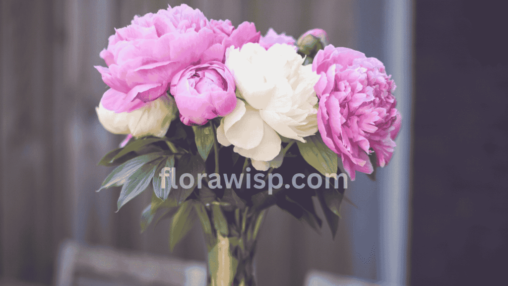 Small peony bouquet with delicate pink and white blooms arranged for weddings, gifts, or home décor